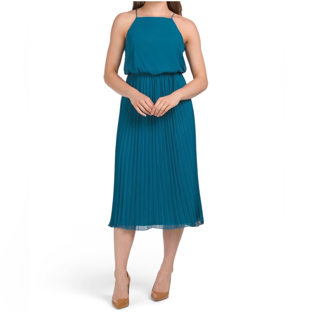 BRAND NEW WITH TAGS SAM EDELMAN sleeveless blouson pleated midi dress. Size 8
